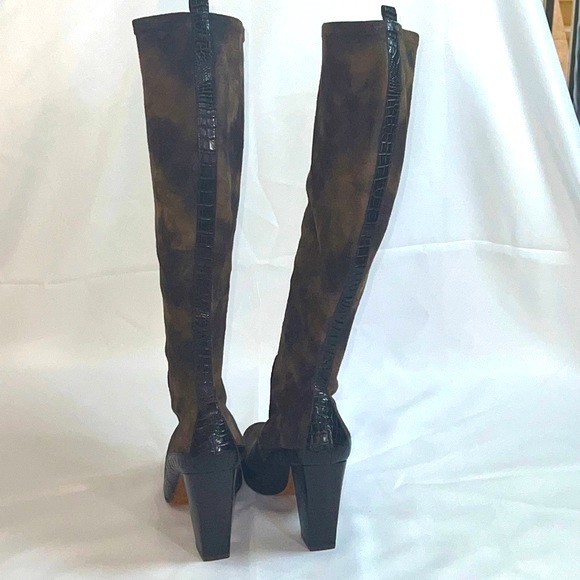 Donald J Pliner Brown Suede Chenia Boots Size 9M Women's Stacked Block Heels - Picture 4 of 8